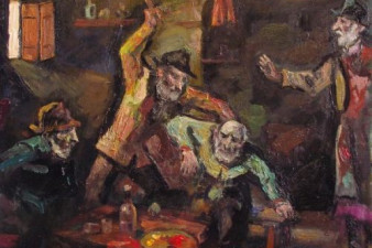 Драка в мастерской. 2009. Холст, масло. 57х60